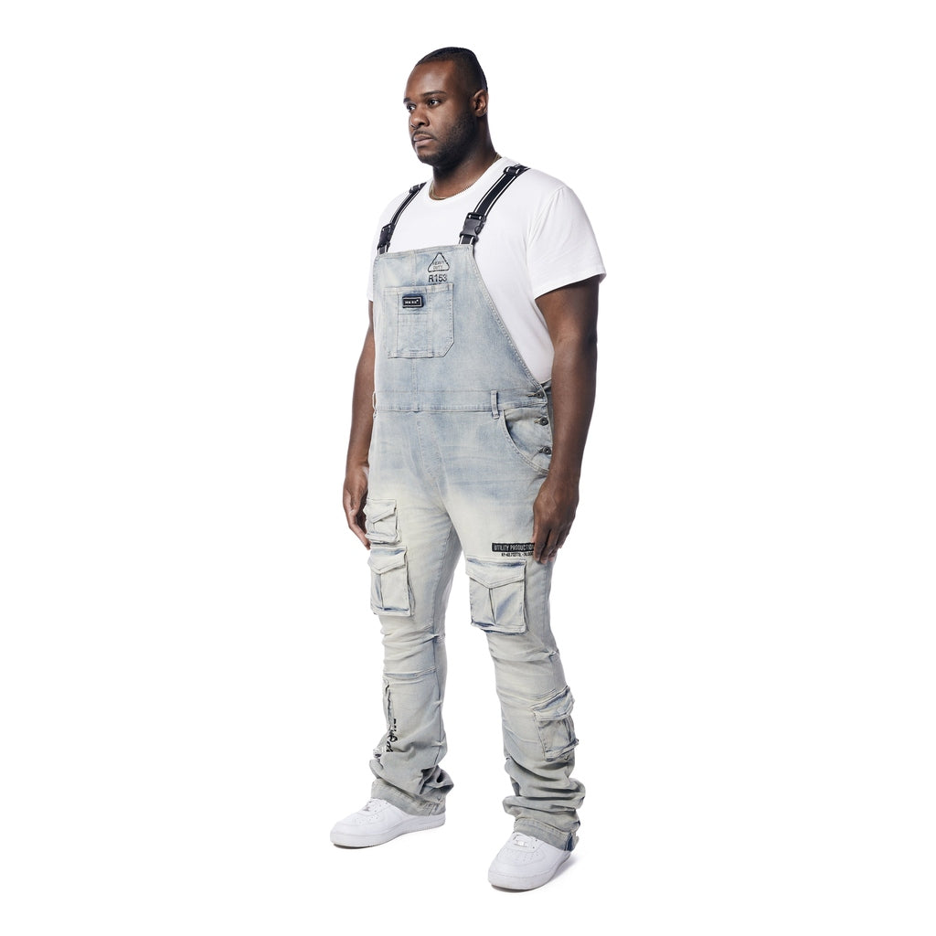 Smoke Rise Big and Tall Big and Tall - Utility Heavy Washed Denim Overalls - Industrial Blue