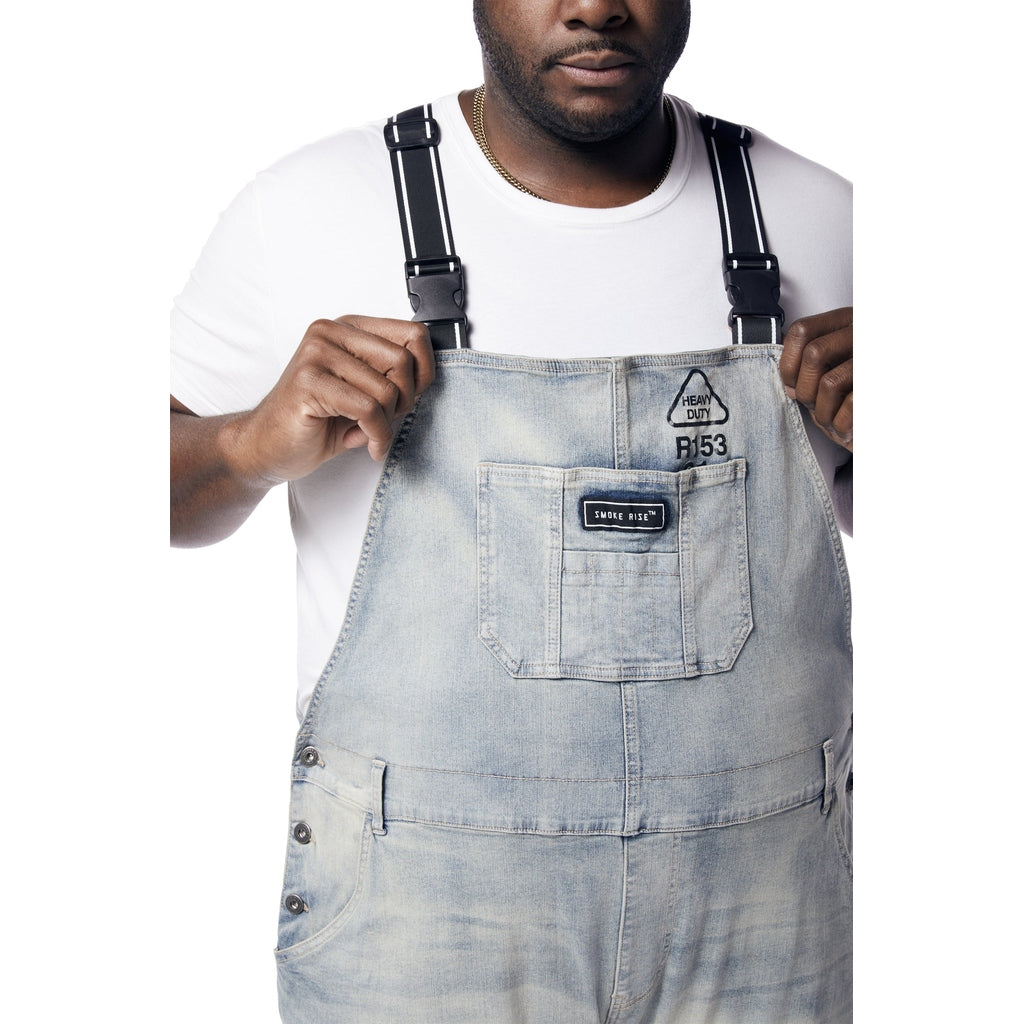 Smoke Rise Big and Tall Big and Tall - Utility Heavy Washed Denim Overalls - Industrial Blue