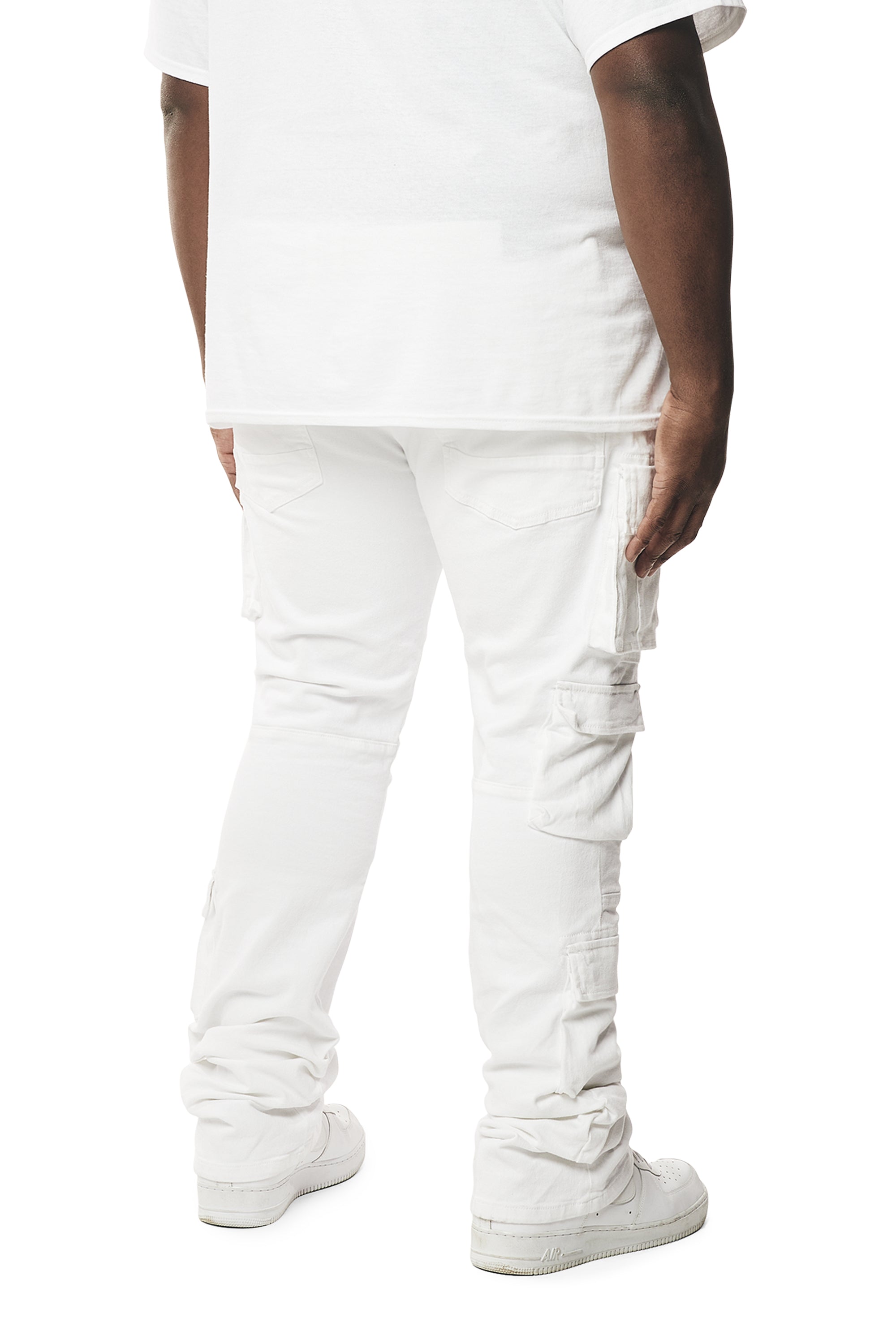 Big and Tall - Utility Multi Pocket Stacked Denim Jeans - White