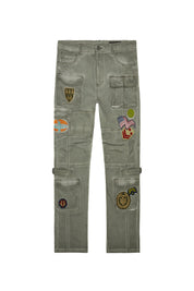 Pigment Dyed Multi Cargo Pants - Vintage Army