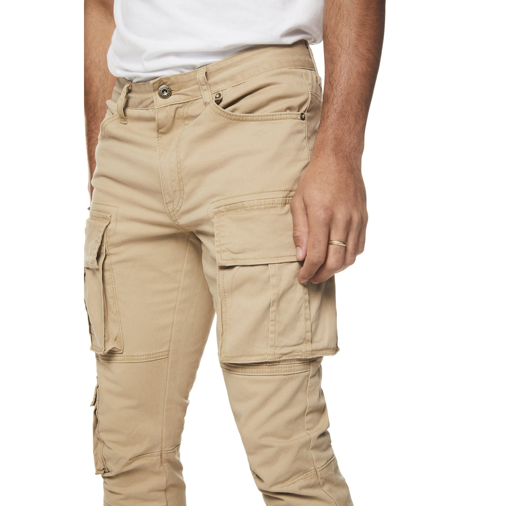 Smoke Rise Utility Multi Pocket Stacked Twill Pants - Khaki