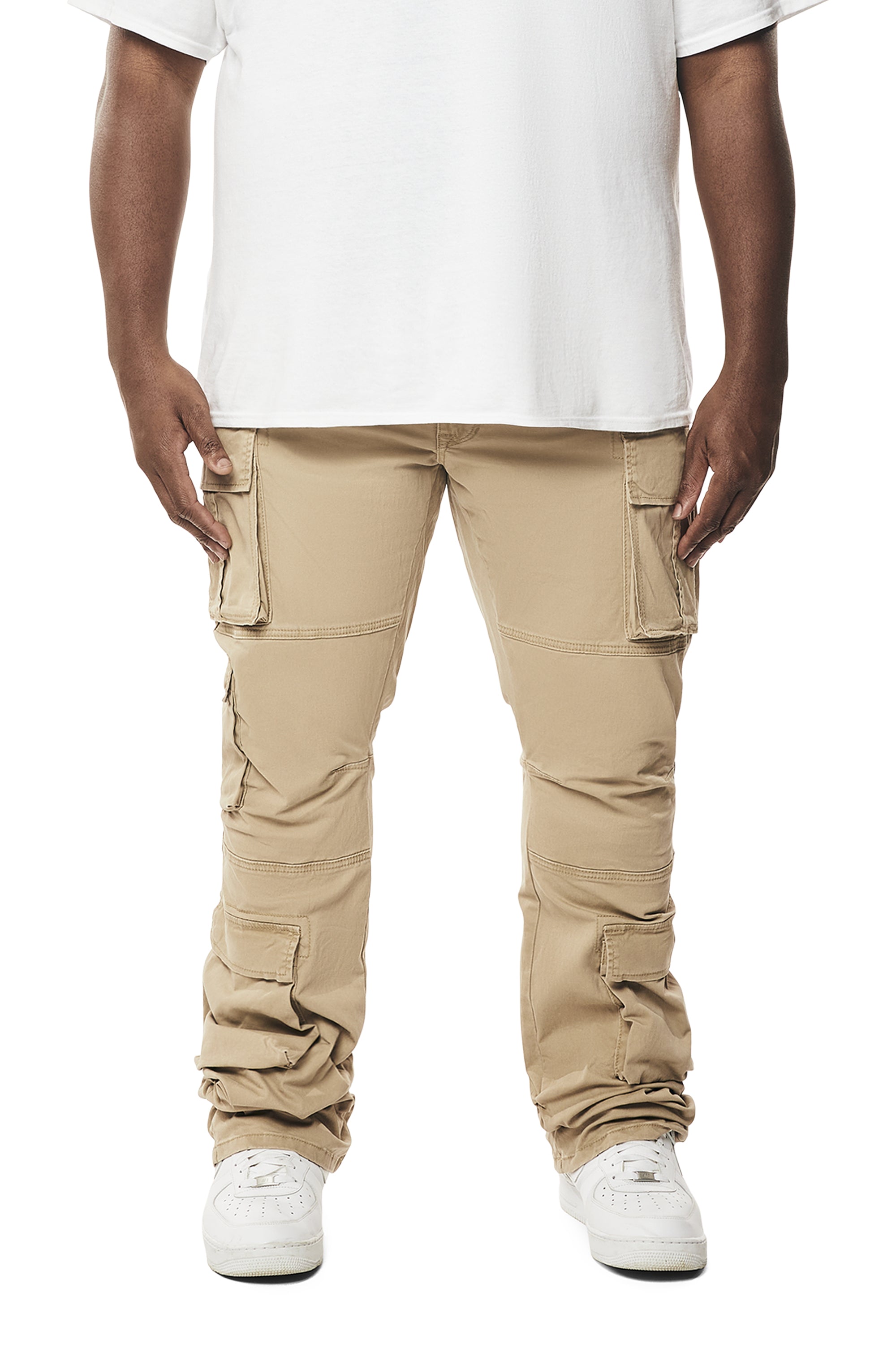 Big and Tall - Utility Multi Pocket Stacked Twill Pants - Khaki