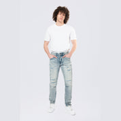 Smoke Rise Slim Lightning Effect Jeans - Maxwell Blue