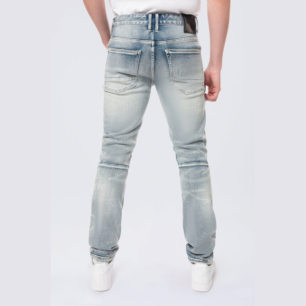 Smoke Rise Slim Lightning Effect Jeans - Maxwell Blue