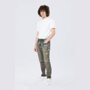 Smoke Rise Slim Lightning Effect Jeans - Zinc Blue