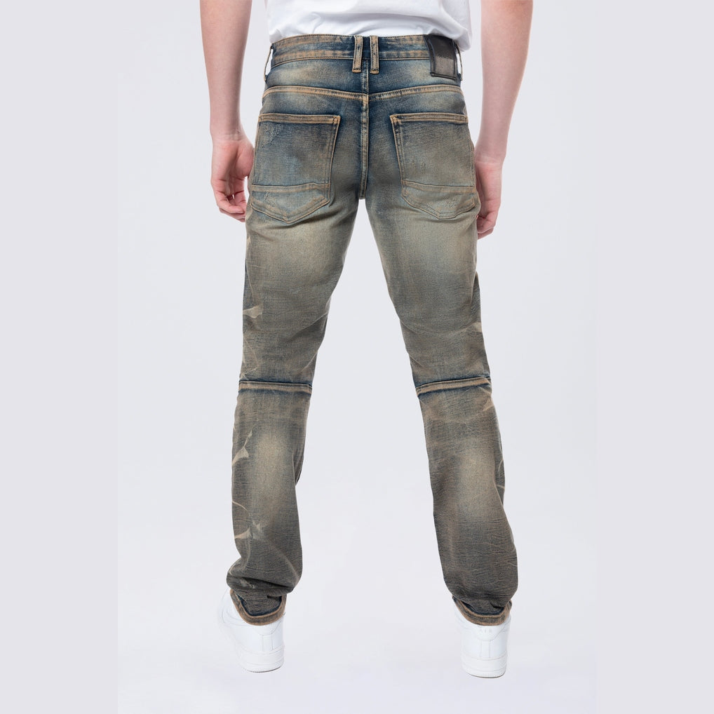 Smoke Rise Slim Lightning Effect Jeans - Zinc Blue