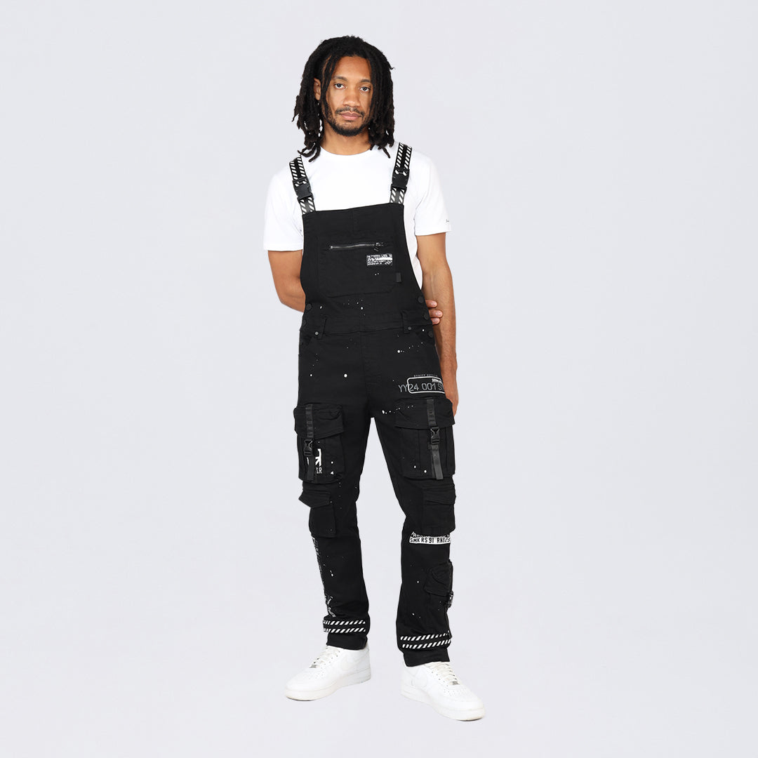 Slim Tapered Utility Twill Overalls - Black