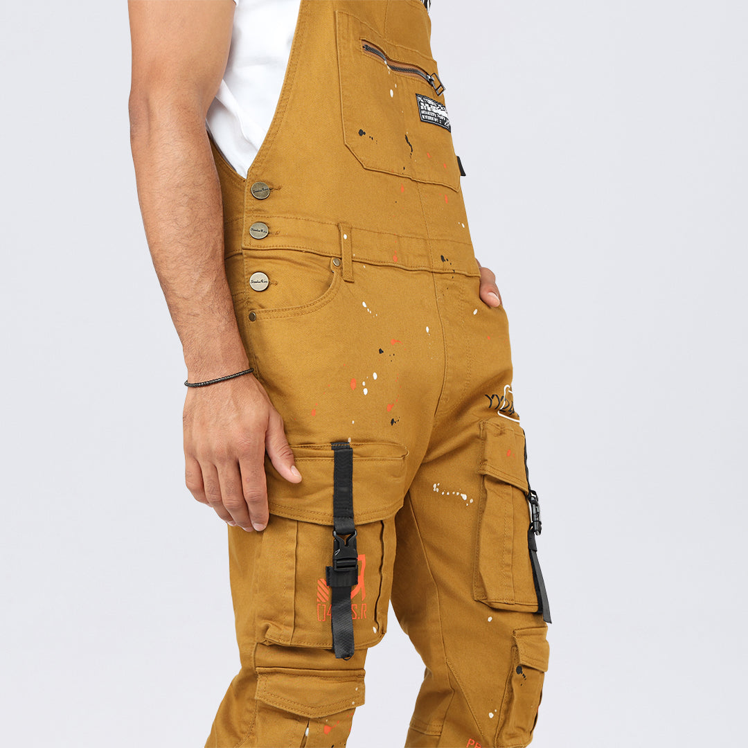 Slim Tapered Utility Twill Overalls - Wheat