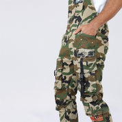 Slim Tapered Utility Twill Overalls - Wood Camo