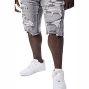 Smoke Rise Big and Tall Big and Tall - Distressed Rip & Repair Jean Shorts - Union Grey