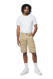 Multi Cargo Twill Shorts - Khaki