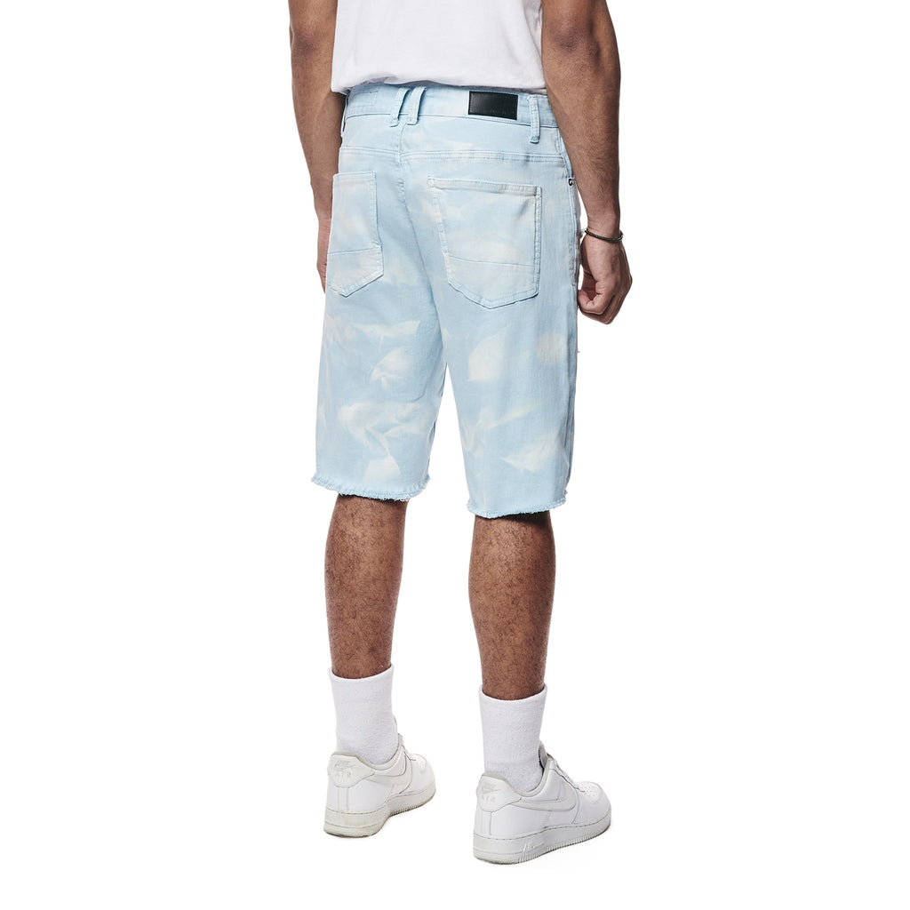 Smoke Rise Distressed Rip & Repair Twill Shorts - Seabreeze