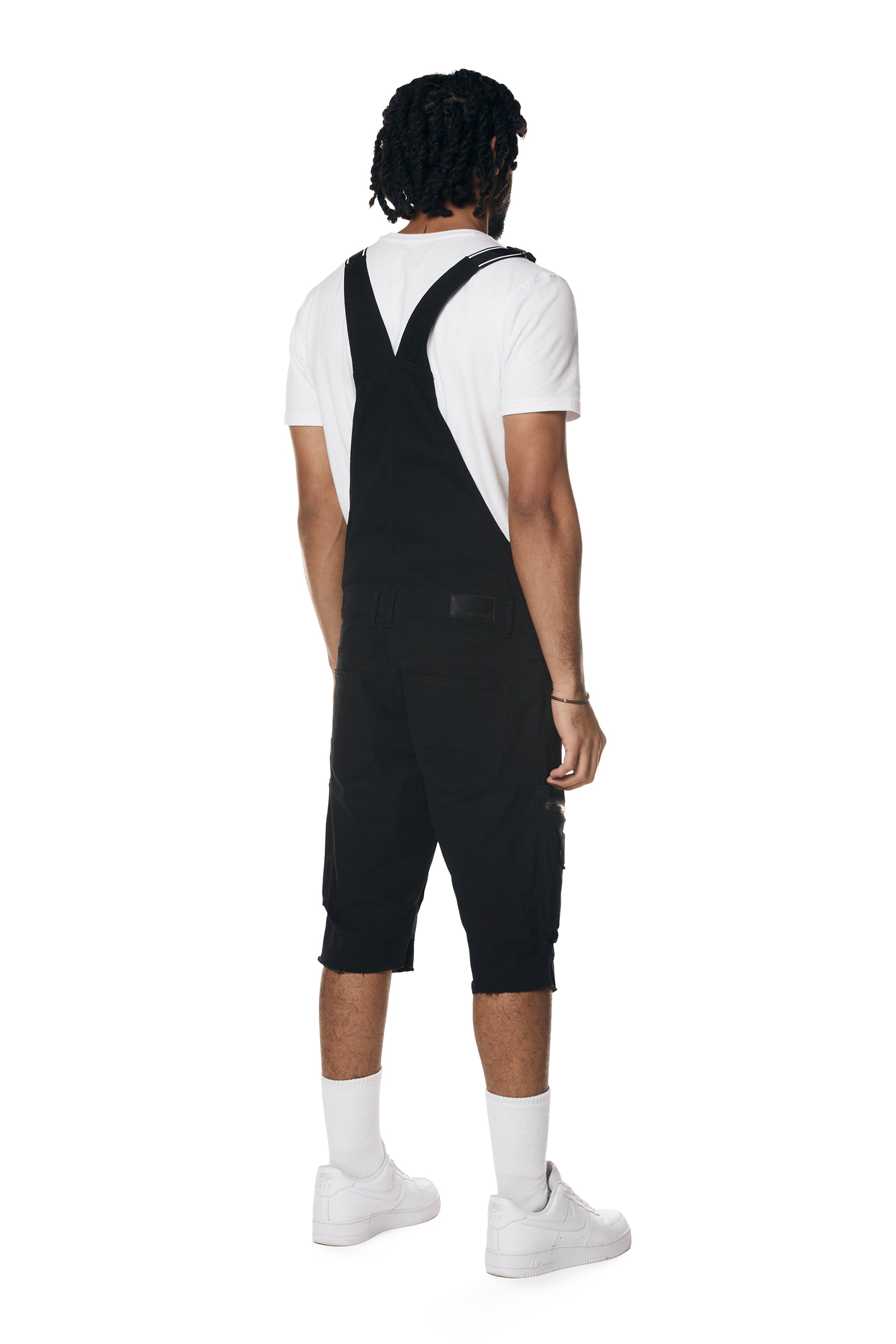 Utility Twill Overall Shorts - Black