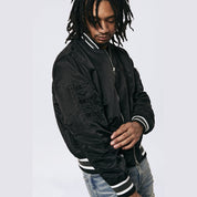 Smoke Rise Men's MA1 Bomber Jacket Black - Online Exclusive