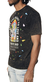 Embroidered Patched & Graphic Printed T-Shirt - Black