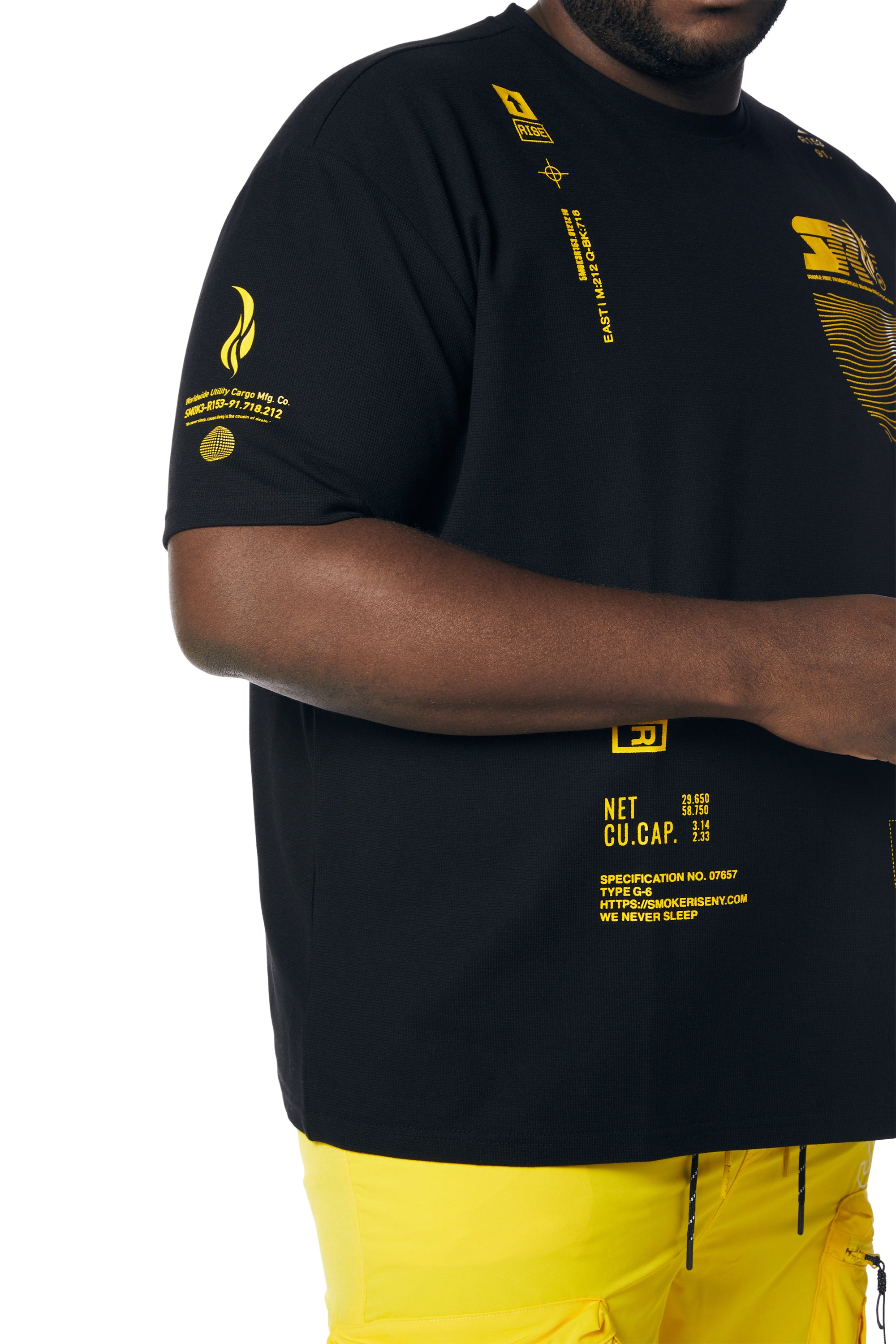 Big and Tall - Utility Graphic Gel Printed Waffle T-Shirt - Canary