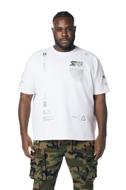Big and Tall - Utility Graphic Gel Printed Waffle T-Shirt - Olive