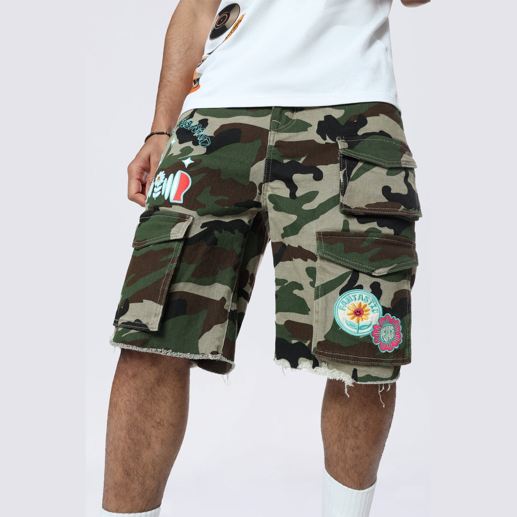 Smoke Rise Doodle Graphic Resort Twill Shorts - Wood Camo