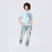 Smoke Rise Tapestry Patch SS Tee - Cerulean