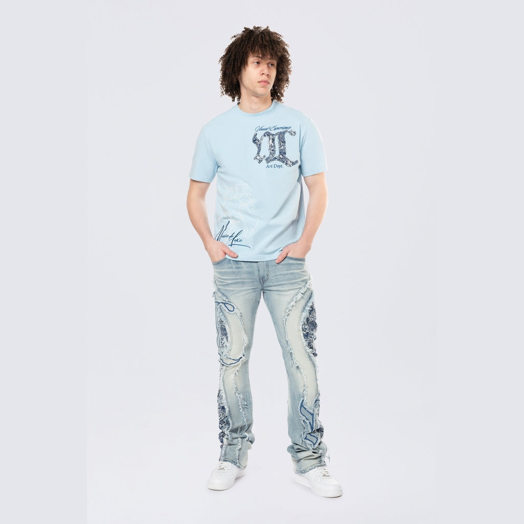 Smoke Rise Tapestry Patch SS Tee - Cerulean