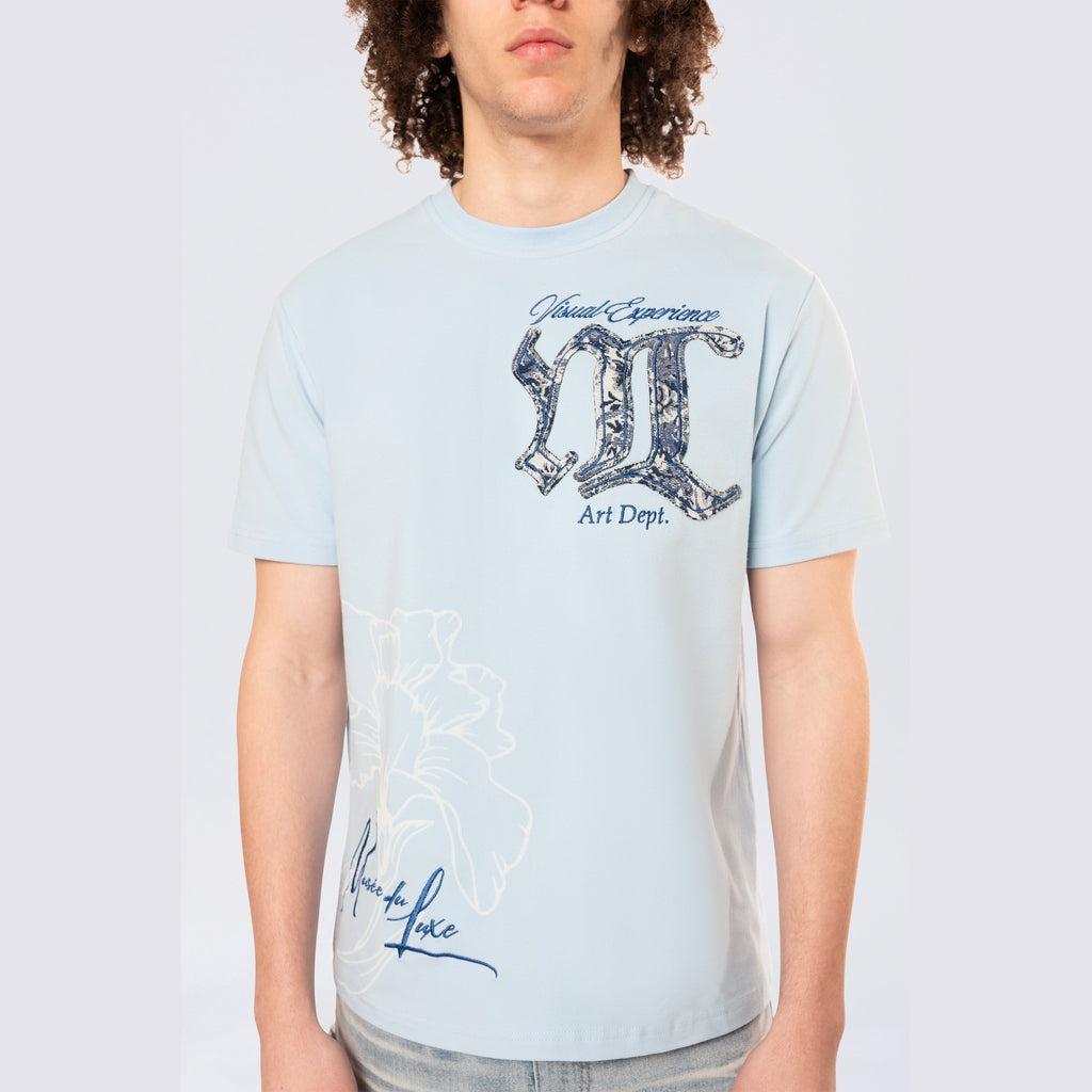 Smoke Rise Tapestry Patch SS Tee - Cerulean