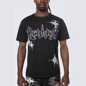 Smoke Rise Stitched Embroidered SS Tee - Black