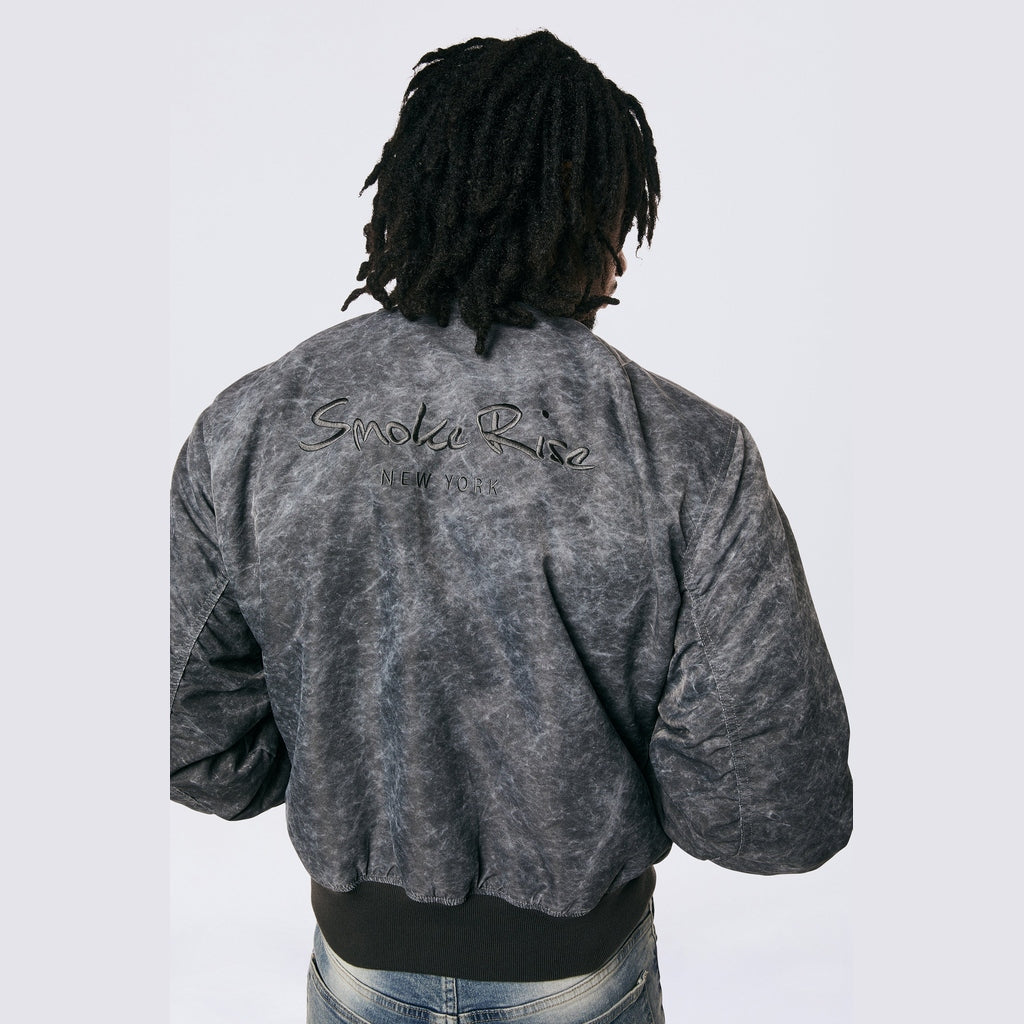 Smoke Rise Men's Washed MA1 Bomber Jacket Black - Online Exclusive