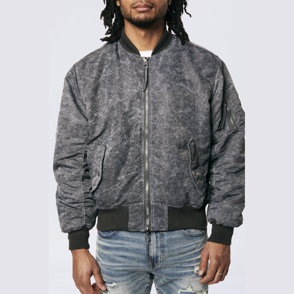 Smoke Rise Men's Washed MA1 Bomber Jacket Black - Online Exclusive