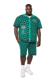 Big and Tall - Jacquard Knit Shirt - Green