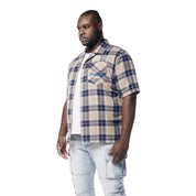 Smoke Rise Big and Tall Big and Tall - Patchwork Plaid Shirt - Khaki