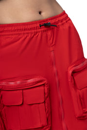 Utility Straight Long Skirt - True Red