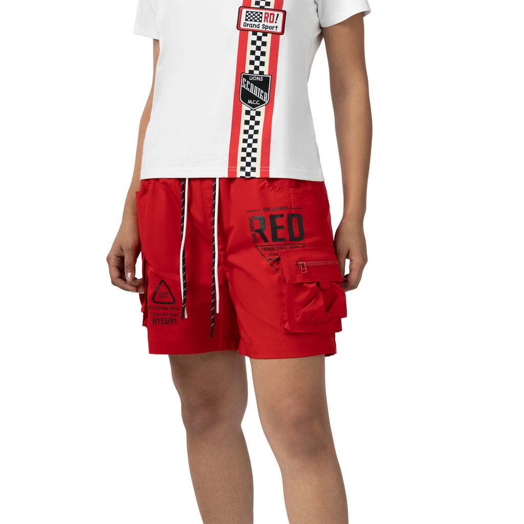 Smoke Rise RED Utility Slouched Shorts - True Red