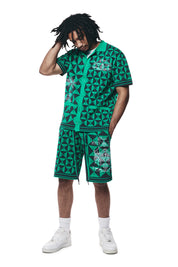 Jacquard Knit Shorts - Green