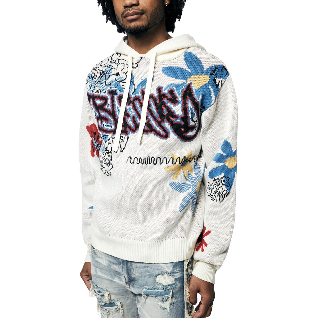 Smoke Rise Jacquard Sweater Hoodie - Ecru