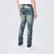 Smoke Rise Slim Varsity Patch Jeans - Alley Blue