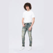 Smoke Rise Slim Tapered Vintage Washed Jeans - Topaz Blue