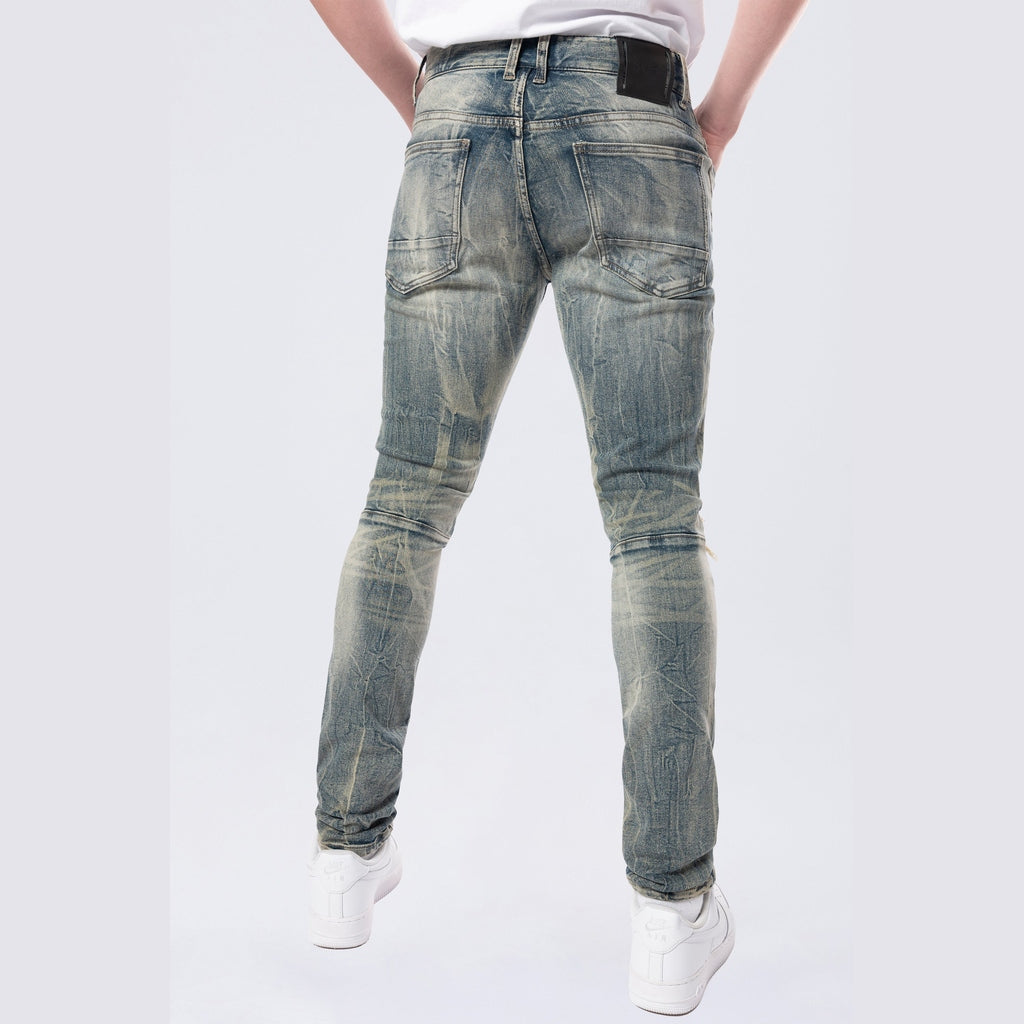 Smoke Rise Slim Tapered Vintage Washed Jeans - Topaz Blue