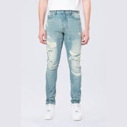 Smoke Rise Slim Tapered Vintage Washed Jeans - Adonis Blue