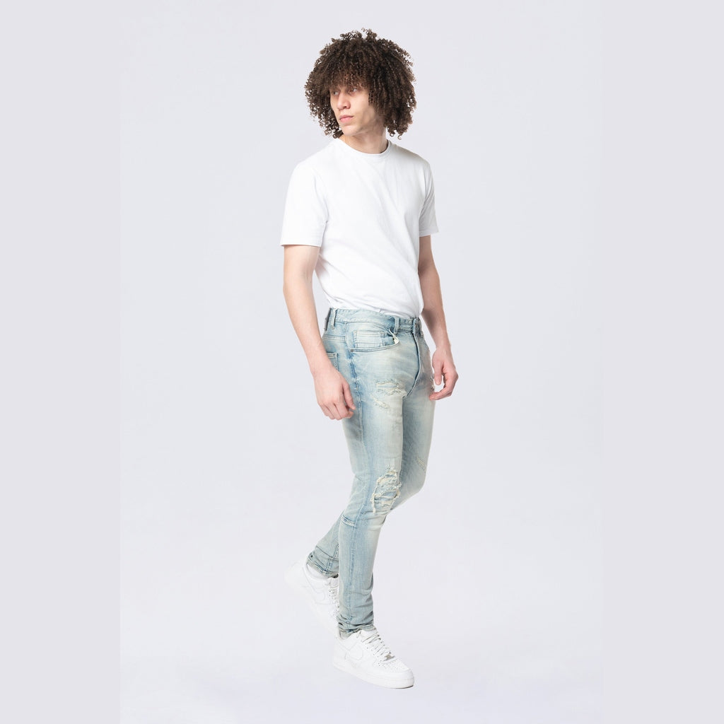 Smoke Rise Slim Tapered Vintage Washed Jeans - Elm Blue