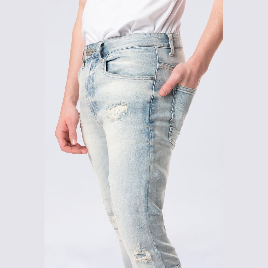 Smoke Rise Slim Tapered Vintage Washed Jeans - Elm Blue