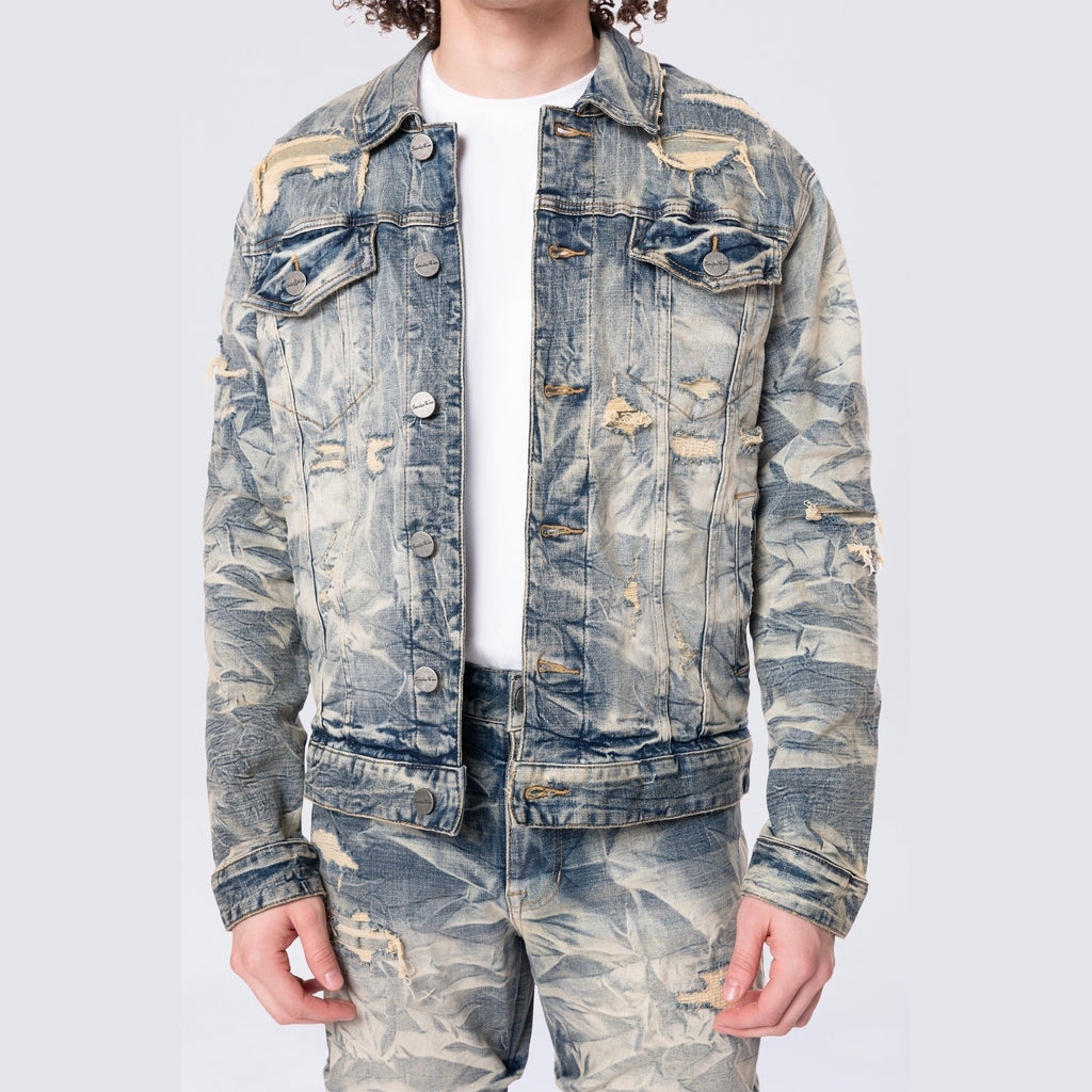 Smoke Rise Lightning Wash Denim Jacket - Blue Toast