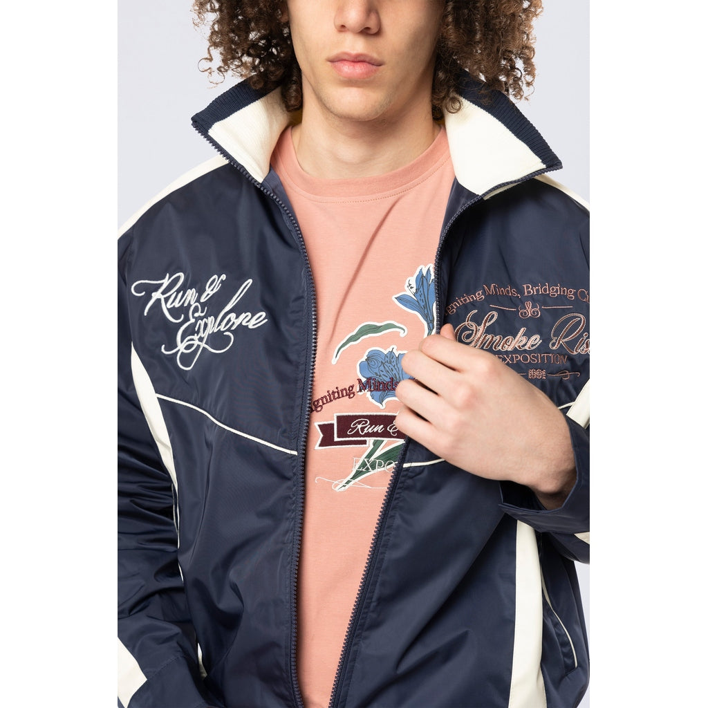 Smoke Rise Colorblock Windbreaker Jacket - Navy