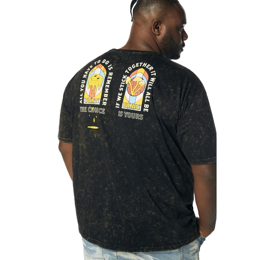 Smoke Rise Big and Tall Big and Tall - Embroidered Patched & Graphic Printed T-Shirt - Black