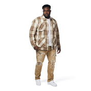 Smoke Rise Big and Tall Big and Tall Plaid Flannel Overshirt - Driftwood