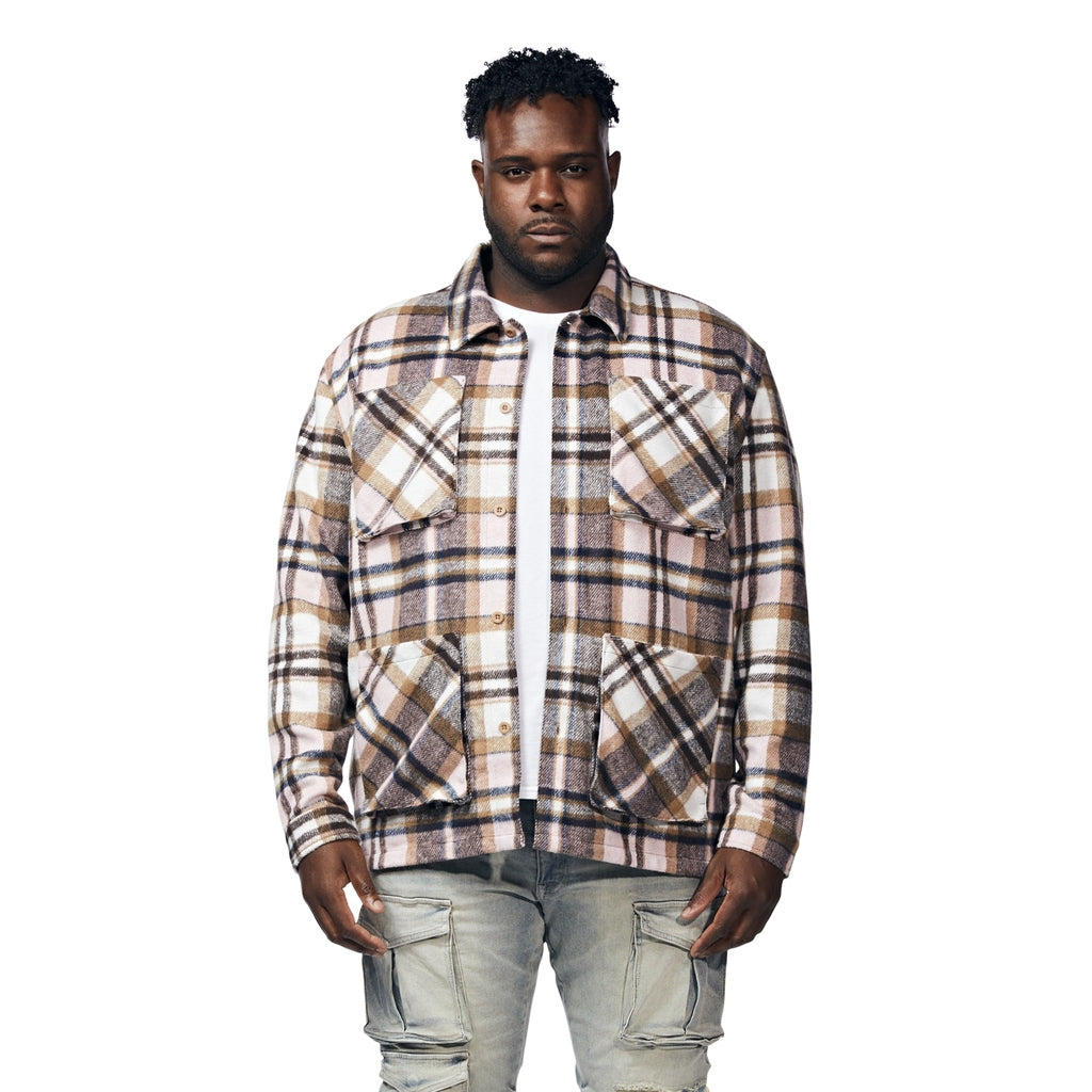 Smoke Rise Big and Tall Big and Tall Plaid Flannel Overshirt - Himalaya