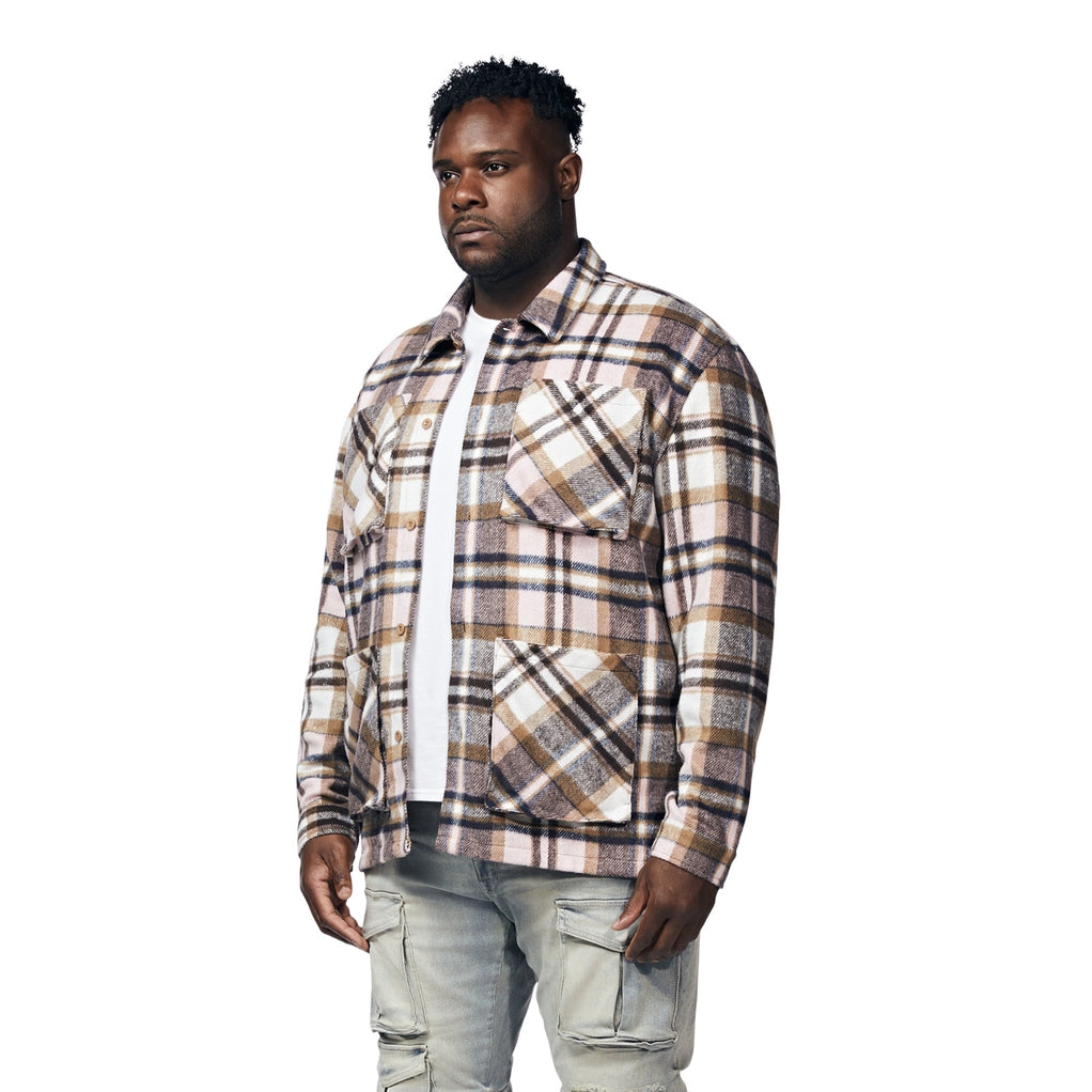 Smoke Rise Big and Tall Big and Tall Plaid Flannel Overshirt - Himalaya