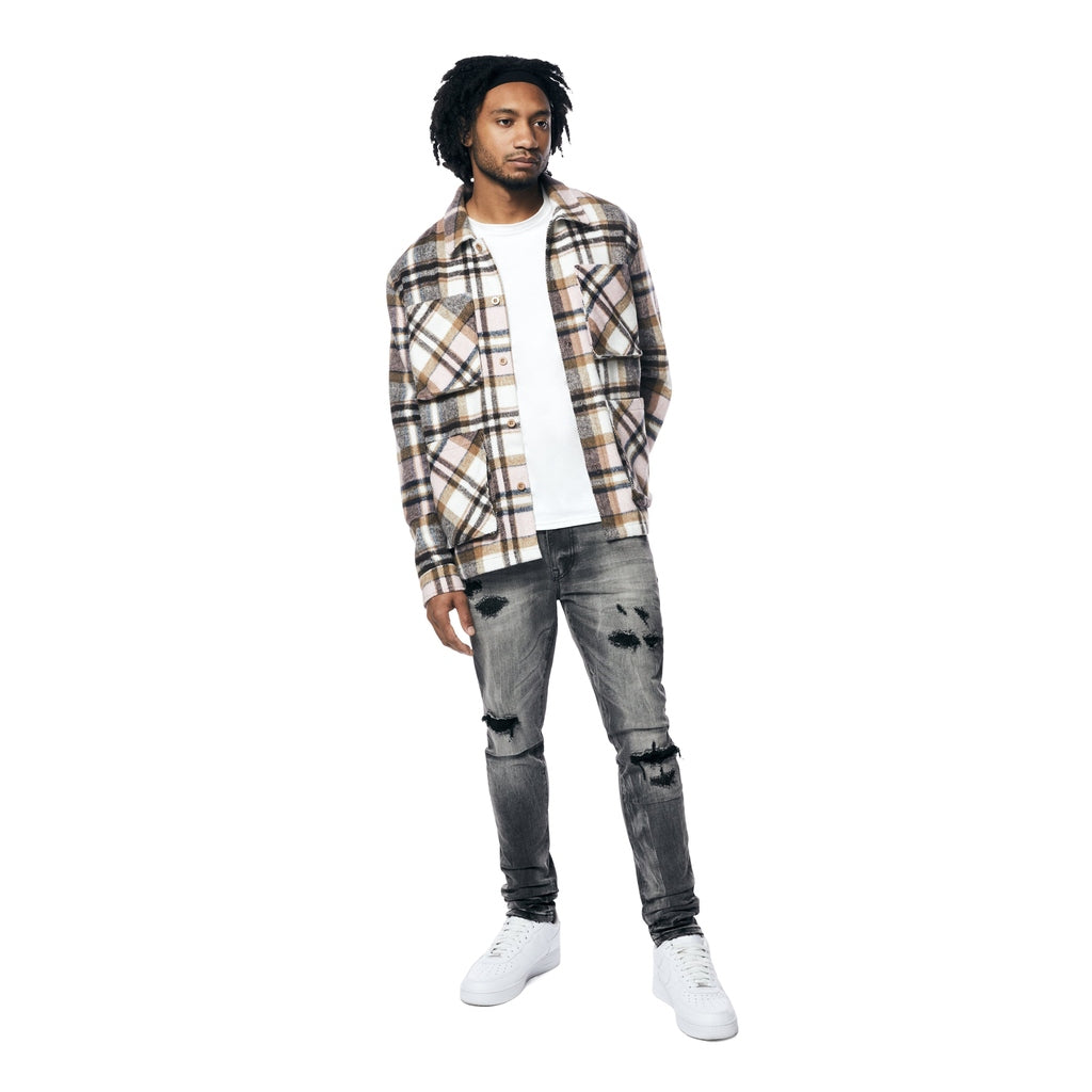 Smoke Rise Plaid Flannel Overshirt - Himalaya