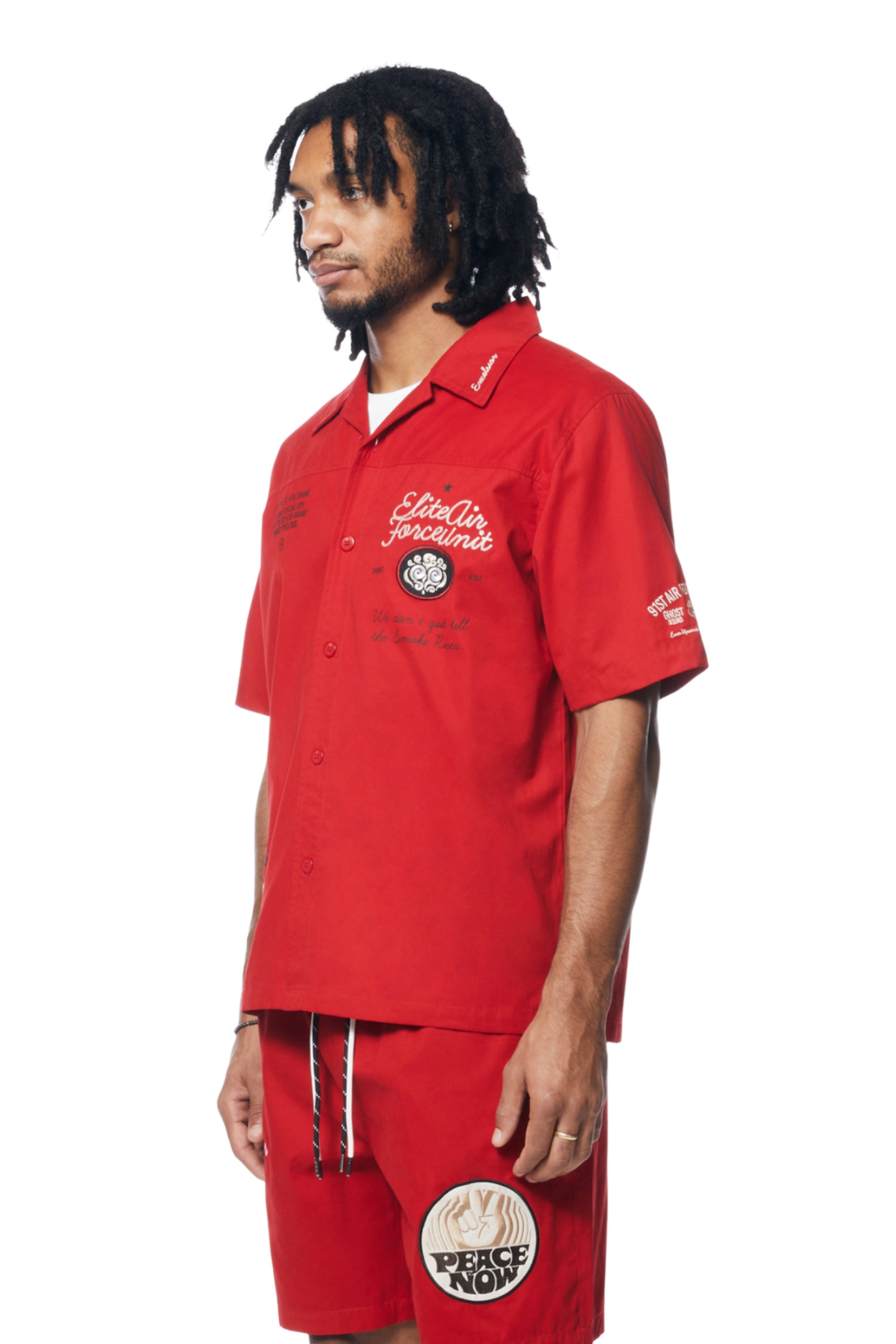 Fashion Military Windbreaker Shirt - Red