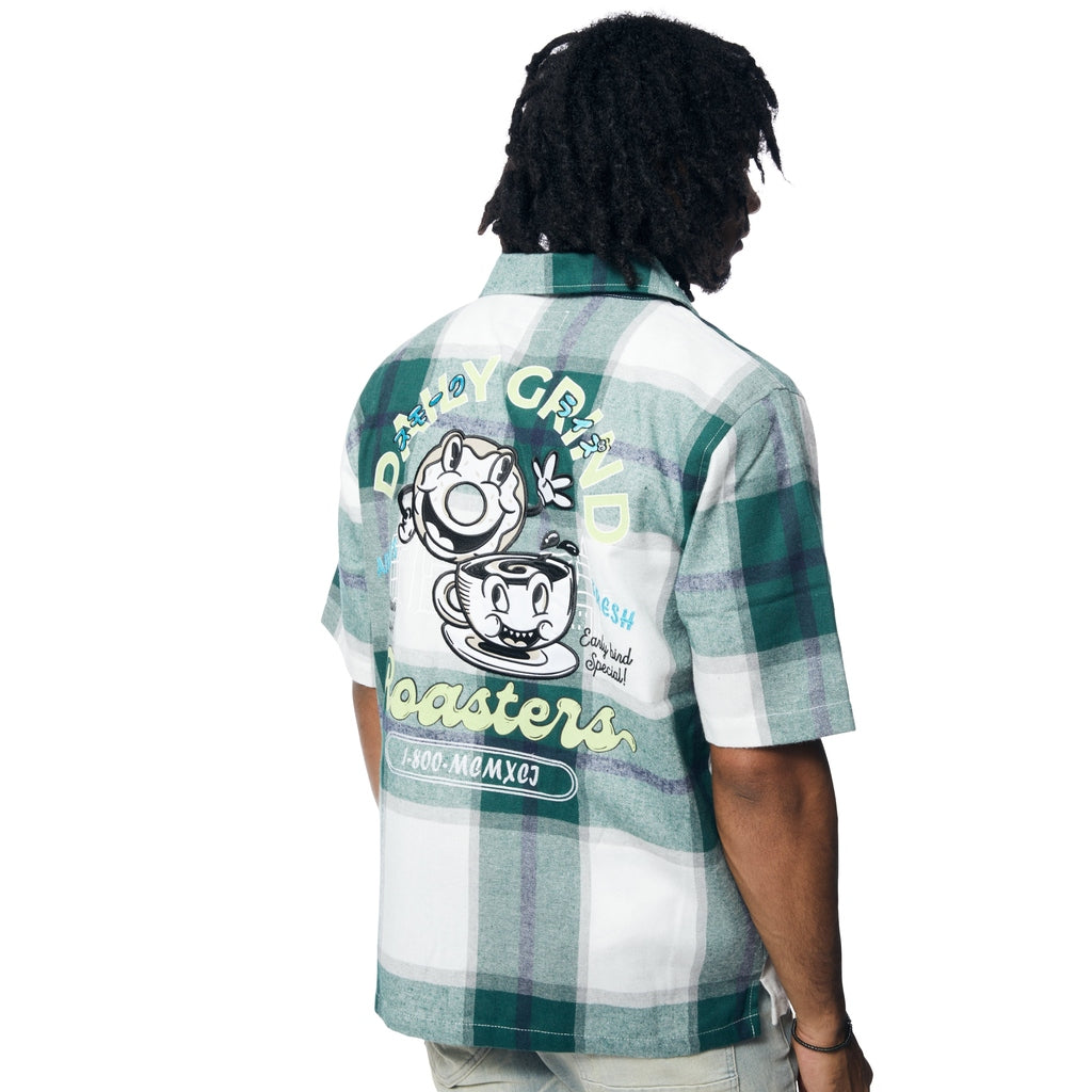 Smoke Rise Patchwork Plaid Shirt - Green