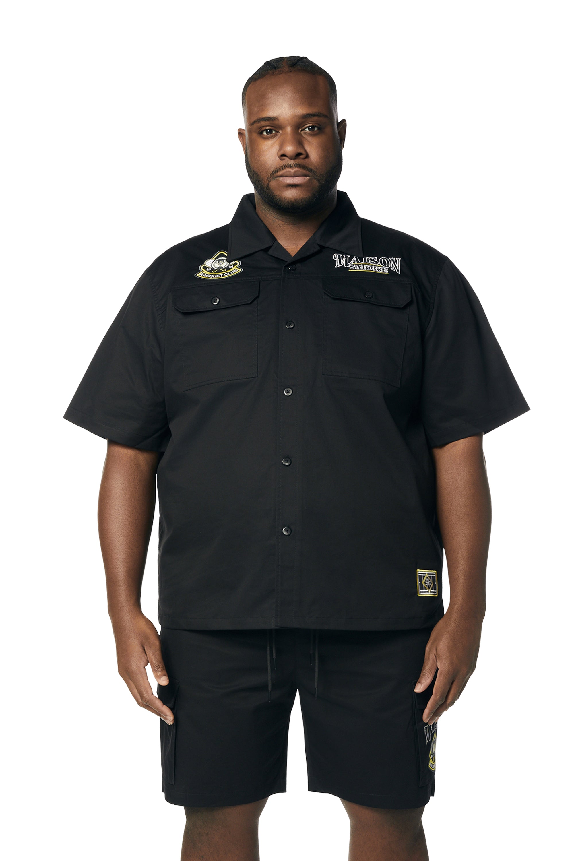 Big and Tall - Graphic Polished Twill Shirt - Black